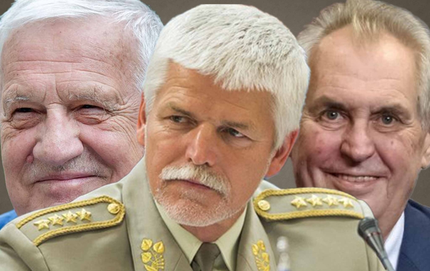 Prezident Petr Pavel mezi bývalými prezidenty Václavem Klausem a Milošem Zemanem, ilustrační foto k debatě o státních oslavách