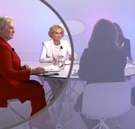 Debata Otázky Václava Moravce 18. května 2025 – Kateřina Konečná, Miroslava Němcová, Jana Maláčová a Václav Moravec ve studiu ČT