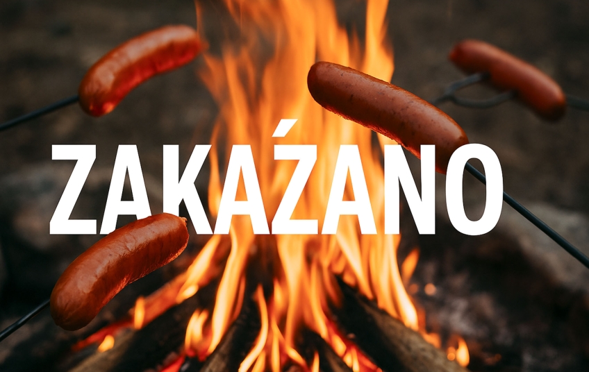 Opékání buřtů na táboráku symbolicky zakázáno. Ilustrační obrázek k zákazu akce hnutí Stačilo