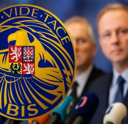Ilustrační obrázek k tématu BIS ruská stopa nevyšla – logo BIS během tiskové konference