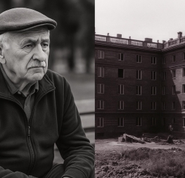 Příběh jednoho důchodce – pohled na staršího muže a historickou stavbu bytových domů v Ostravě jako symbol proměny života.