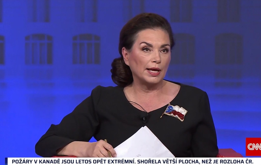 Jana Bobošíková během debaty CNN Prima NEWS o ekonomice a emisních povolenkách
