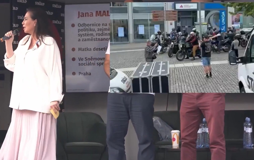 Narušení mítinku hnutí Stačilo! v Ústí nad Labem motorkáři a reakce Jany Bobošíkové