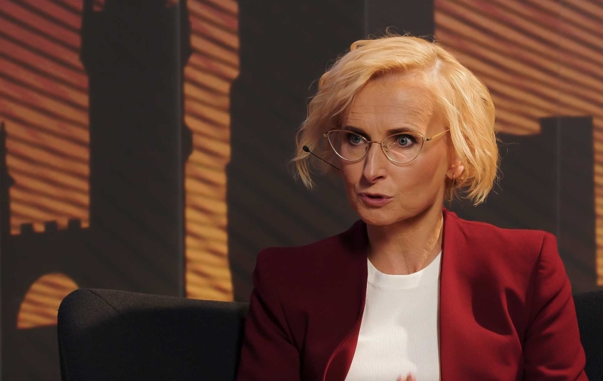 Kateřina Konečná, předsedkyně KSČM a lídryně hnutí Stačilo, během rozhovoru v pořadu Chuť moci